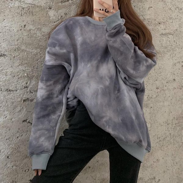

sweatshirt hoodies women loose stitching color slim 2020 casual female autumn winter hoodless thick round neck new pullover, Black