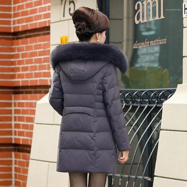 

women's down & parkas 2021 winter womens thick warm coat fashion solid fur collar outerwear female luxury long jacket plus size1, Black