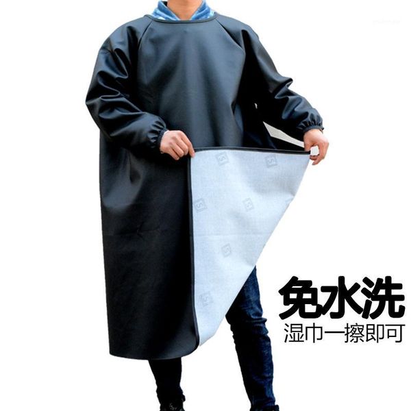 

clear wash-long-sleeved apron gown overalls waterproof apron1