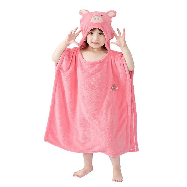 

towel cartoon hooded coral velvet children's bath cape soft swim pool beach poncho for children 3-12 years old#yl10
