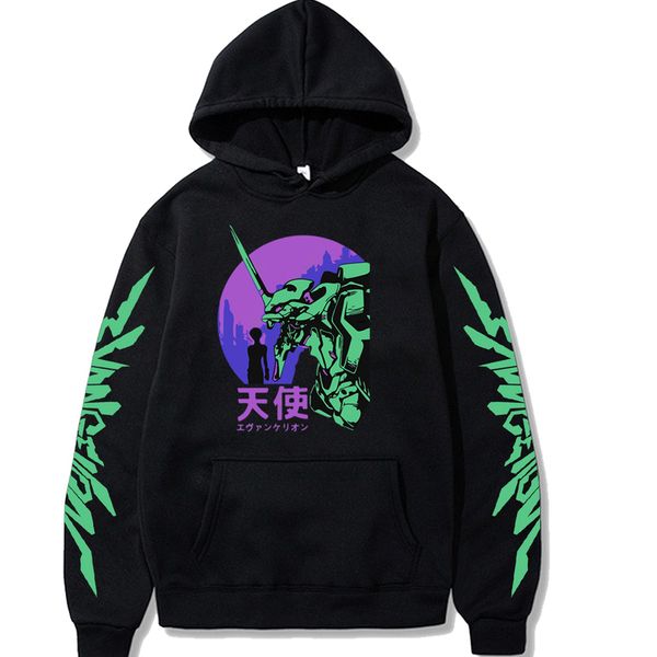 

Evangelion men's Hoodie, street cloth, Unisex sv, funny, Japane animation, Black