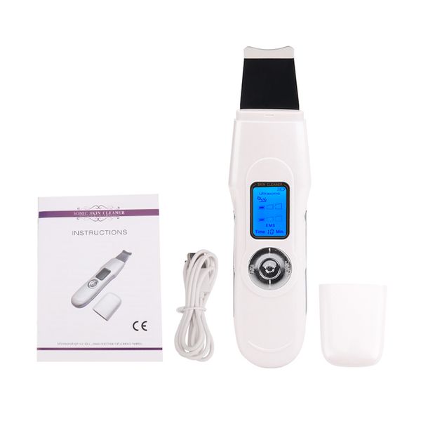 

2020 selling home use rechargeable ultrasonic face skin scrubber for deep cleaner with lcd screen for dead skin peeling cleansing