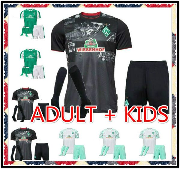 

men kids 2020 2021 sv werder bremen third soccer jerseys kits 20 21 friedl klaassen selke rashica bartels werder bremen home football shirts, Black;yellow