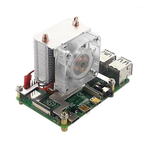 

fans & coolings tower cooling fan super heat dissipation 7 color light with sinks for raspberry pi 4b/3b+/3b1