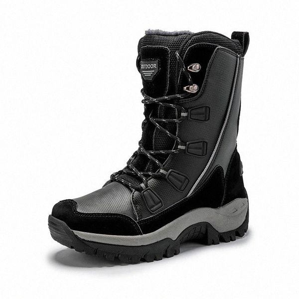 

fashion women boots mid-calf winter snow boots women lace-up comfortable outdoor non-slip rain #2u00, Black