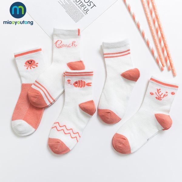 

5 пар / серия мягкая сетка тонкая дышащая хлопок радуга новорожденные дети носки дети девочки носки skarpetki infant miaoyoutong y201009, Pink;yellow