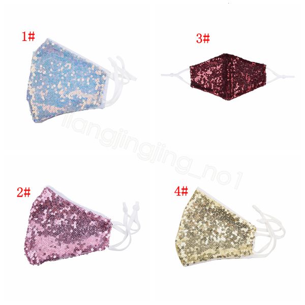 

protective washable pm2.5 bling anti-dust mouth cover sequin face fashion bar dance earloop cotton cycling mask ffa4197 100pin stock124455