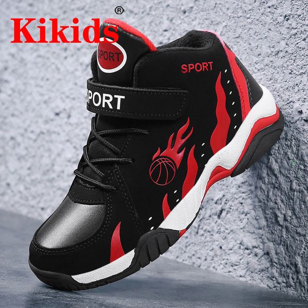 

kikids boys basketball shoes non-slip kids sneakers soft sole kid sport shoes outdoor trainer basketball shoes 1029, Black;red