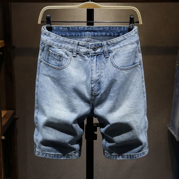 

new denim shorts tide brand korean version the trend of summer thin section loose men's five-point breeches, Blue