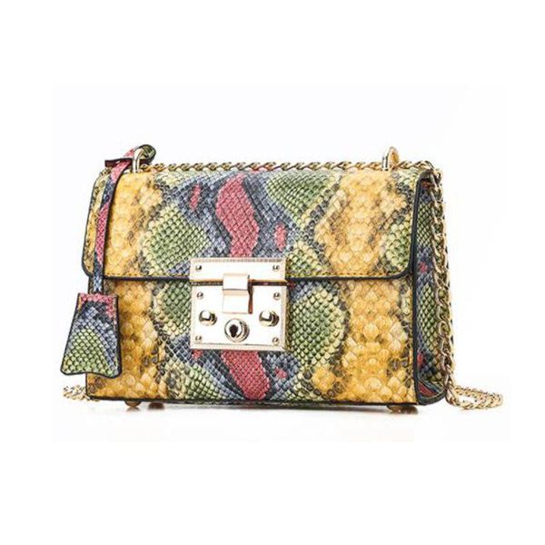 

women retro serpentine crossbody bag messenger bag shoulder handle chain purse buckets for 2020 lw-411