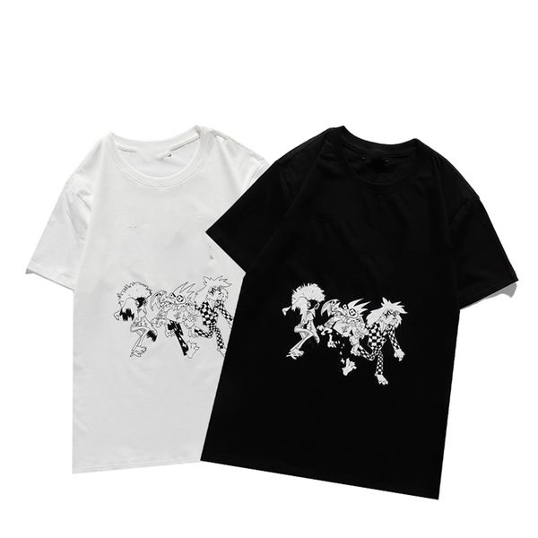 

2020 new designers t shirts mens high-quality fashion men short sleeved casual round neck cotton t-shirts cartoons print t-shirts, White;black