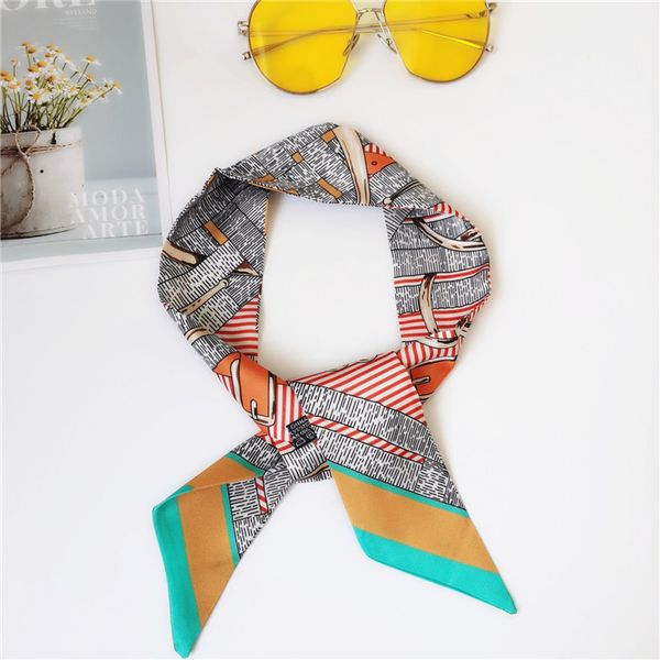 

luxury designer silk handbag bag scarf headbands new brand women silk scraves 100% grade silk bag scarf hair bands8855, Blue;gray