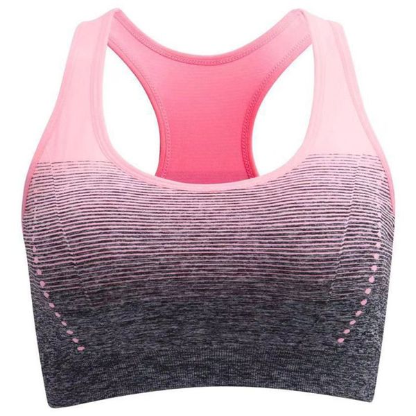 

gym clothing women seamless padded sports bra gradient contrast color h-back yoga bralette wire-stretch quick dry fitness vest, White;black