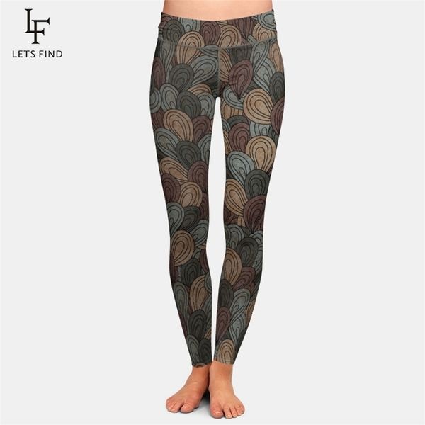 

letsfind brands high waist women leggings 3d print plus size quality milk silk 211221, Black