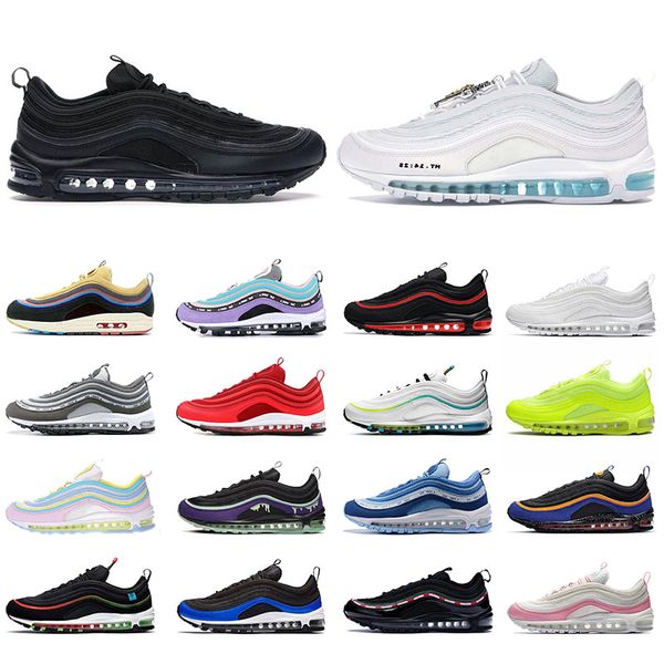 

2021 new men women 97s running shoes mschf x inri jesus sean wotherspoon undefeated have a day trainers sneakers, White;red