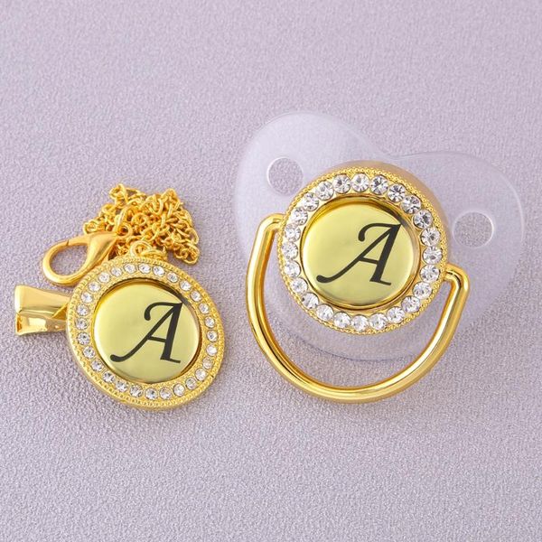 

luxury bling bling rhinestones transparent baby pacifier 26 initial letters newborn infant silicone orthodontic pacifier nipple