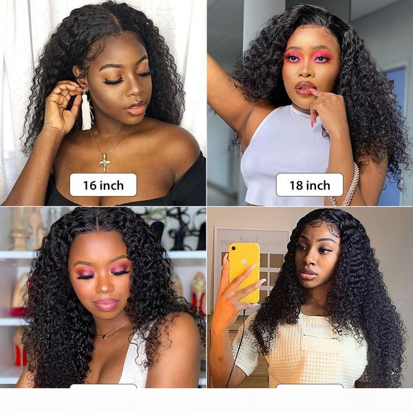 

deep curly lace front human hair wigs 13x4 lace frontal wigs with baby hair short bob lace frontal wig 180 density wig deep wave56, Black;brown