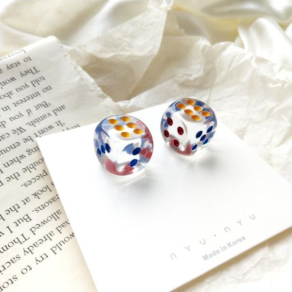 

stud sncsdk 2021 creative fashion jewelry fun cartoon number dice square cute exaggerated ear clip women's earrings accessories, Golden;silver