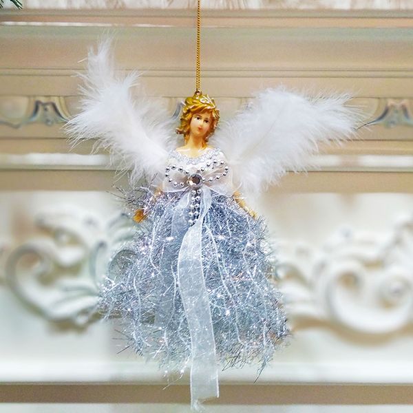 

decor tree hanging xmas feather angel pendants doll ornaments decorations for home christmas gift #40