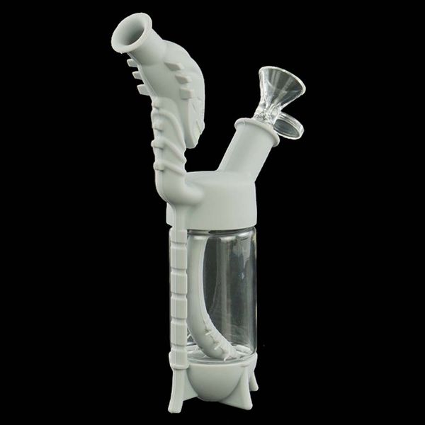 Narghilè Eteromorfismo Forma Design Narghilè in silicone alieno da 8 pollici con ciotola di vetro Bong per stampa di tubi di fumo d'acqua
