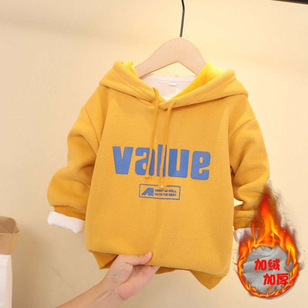 

autumn new wear and winter 2020 children's fashionable leisure sweater boys' plush thick pullover, Black
