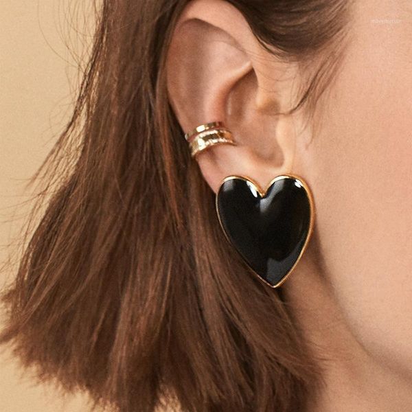 

aensoa trendy 4 color love heart pendant earrings for women punk geometric statement earrings fashion jewelry pendientes1, Silver