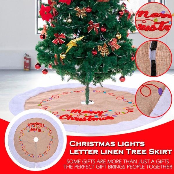 

christmas tree skirt new year decoration christmas alphabet burlaps tree decoration mat 120cm skirt#g301