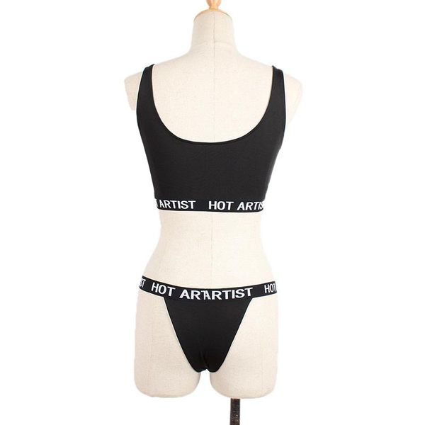 

women letter printed lingerie set bralette thong two piece set intimates ladies sports underwear bra briefs, Red;black