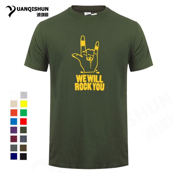 

sport we will rock you t-shirts funny rocker gestures t shirts cotton short sleeves tee fashion heavy metal music fans hip hop tshirt