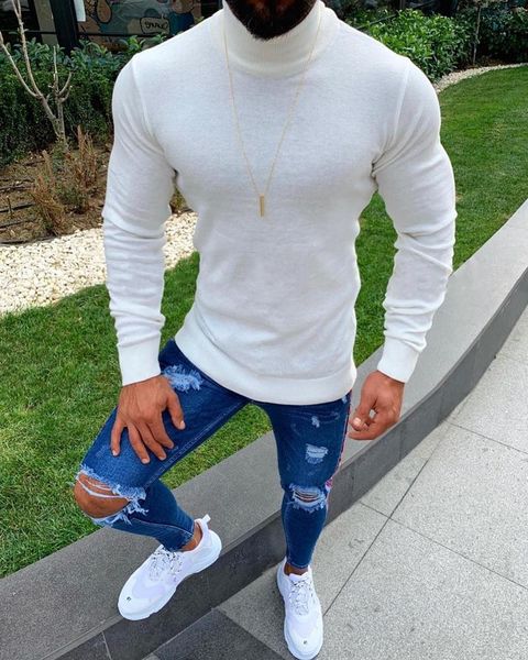 

men's sweaters vogue nice fashion sweater for mens pullovers turtleneck slim fit jumpers knit woole warm korean style clothing, White;black