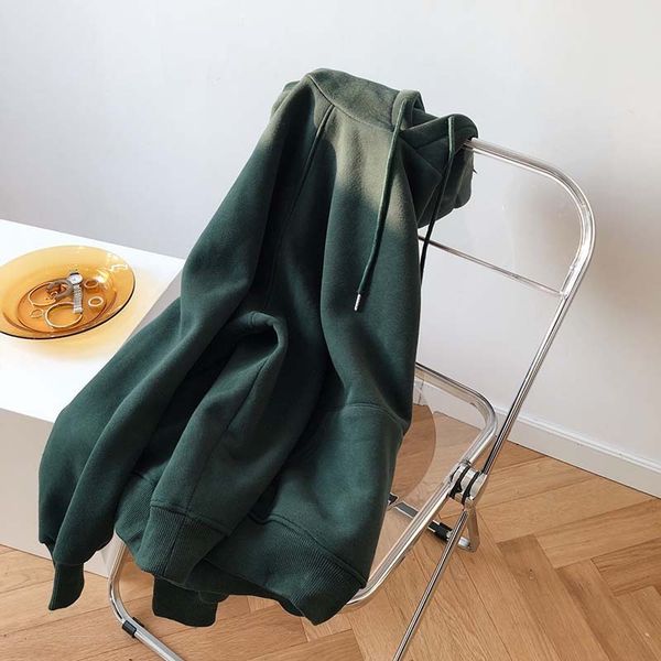 

2021 new autumn long sleeve thick with pocket warm oversize hooded hoodies women pullovers l9r3, Black