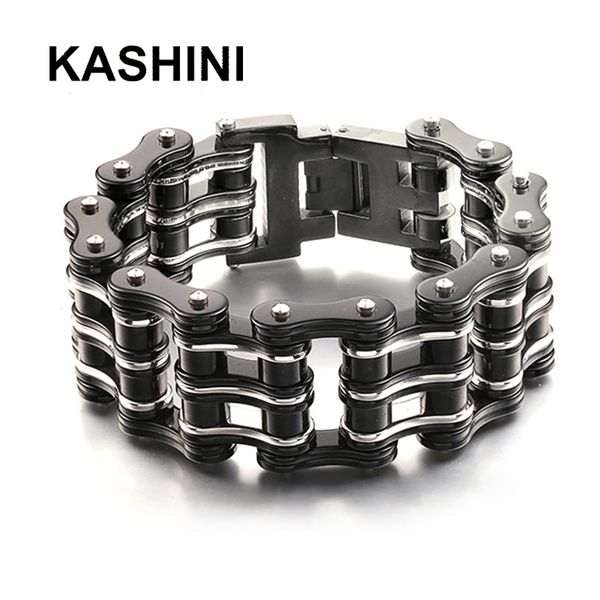 

motorcycle chain bracelet black men's titanium steel bicycle chain bracelet punk three-layer stainless steel bicycle bracelet y201007, Golden;silver