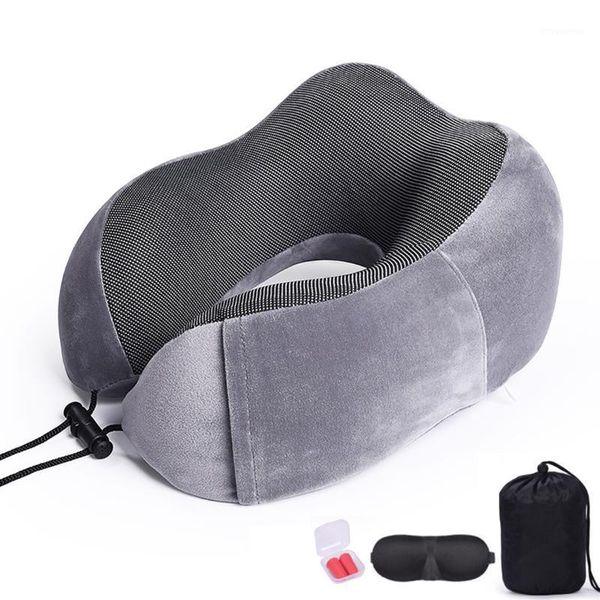 

1pc new u shaped memory foam neck pillows soft slow rebound space airplane travel pillow solid neck cervical healthcare bedding1