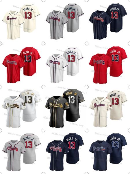 

13 ronald acuna jr. baseball bravesr jerseys blank no name no number men women youth 44 hank aaron jerseys good qualtiy, Blue;black