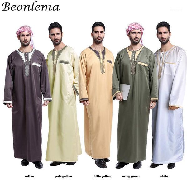 

beonlema hijab dress muslim arabic abaya button jubah caftan islamic hombre clothing men saudis arabia thobes vestido1, Red