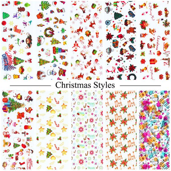 

newsnowman cartoon sticker nail foil art christmas santa 10pcs claus adhesive transfer decals decorations manicure tr9126 6