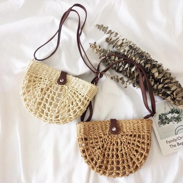 

beach woven shoulder crossbody handbags women knitted casual messenger bags