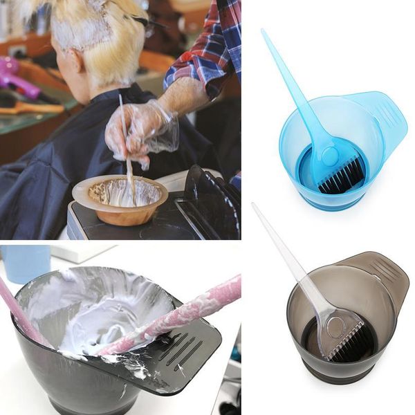

5pcs hair dye mixing bowl +3 brushes + 1 ear shield combo set plastic salon hairdressing coloring tint tools kit styling qylygw