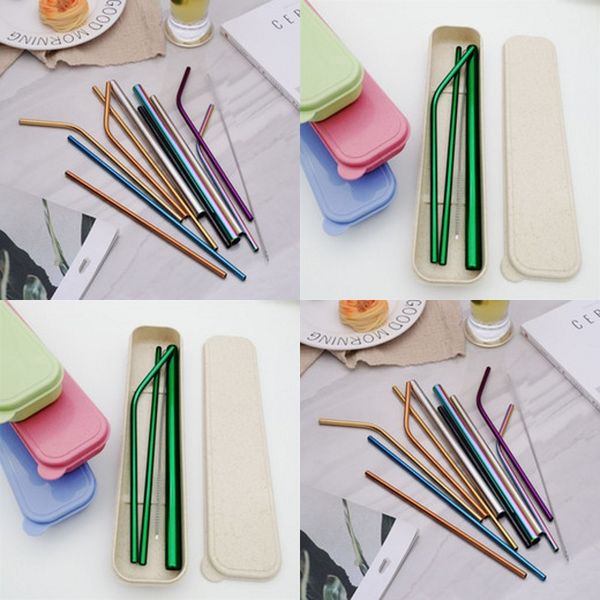 

из нержавеющей стали, питьевой моды соломинка прямая изогнутая ресторан бар полируя соломинки портативные с коробкой набор многоцелевых новы