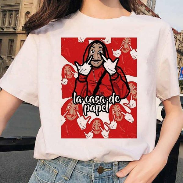 

women tshirt cartoon funny print women t shirts women summer casual dali mask casa de papel t-shirt loose female tee femme, White