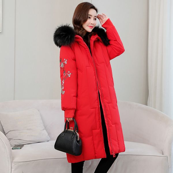 

2021 new winter jacket women's collection warm jacket with winter coats embroidery plus size thick outwear coat oj4d, Black
