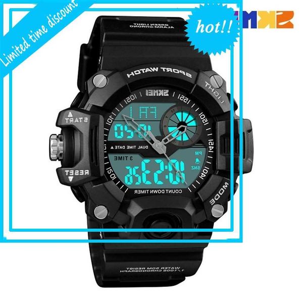 

time beauty fashion new men's outdoor sports waterproof shockproof multifunctional popular electronic watch, Slivery;brown