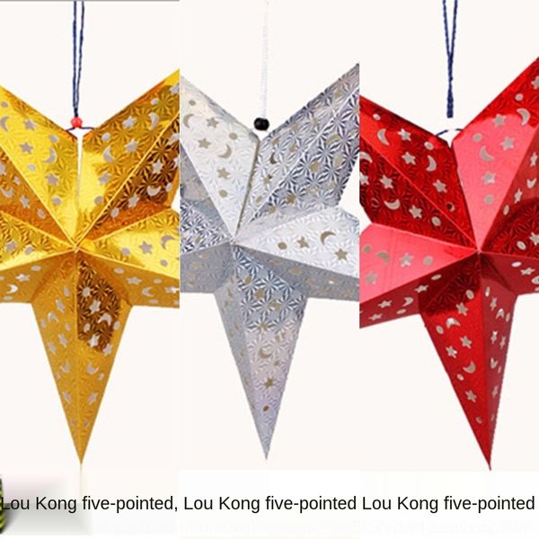 

3uccj three pentagram laser christmas three ceiling and decoration paper star scene lampshade dimensional dimensional laser christmas pentag