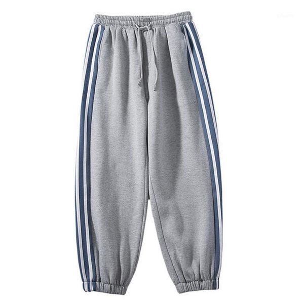

new fashion youth side stripe training sports pants men fitness jogging loose trousers male elastic waist sweatpants1, Black