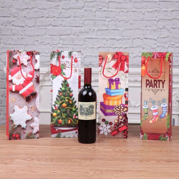 

12pcs christmas paper wine bottle gift bags reusable present packaging pouch new1