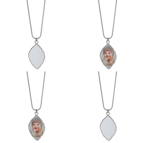 

sublimation blanks metal pendants leaves shapes charm women lady necklaces stainless steel chain festival party gifts outdoor 4 9mo n2, Black