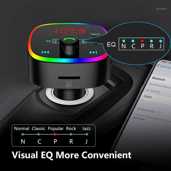 

onever car mp3 player modulator adapter rgb light bluetooth 5.0 tf card u disk auto music transmitter fast usb charger1