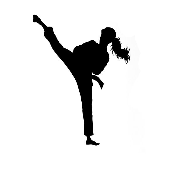 

9.8cm*13.1cm karate kick martial arts vinyl decal car sticker black/silver s9-0151