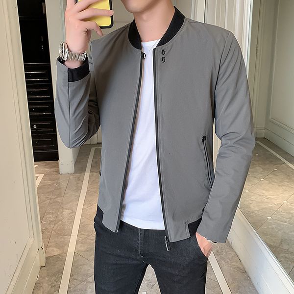 

2020 new leisure business baseball collar spring and autumn men's thin stretch jacket, Black;brown