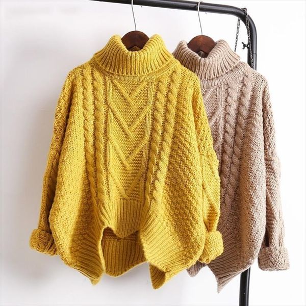 

autumn autumn 2021 solid color turtleneck long sleeve knitting pullover keep warm sweater women m41003, White;black